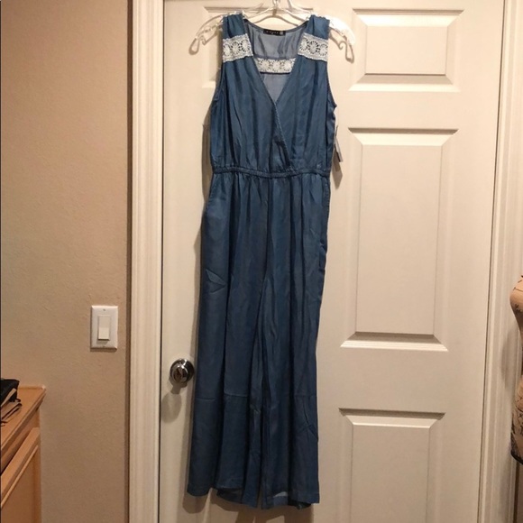 Pants - Denim wide leg Jumpsuit